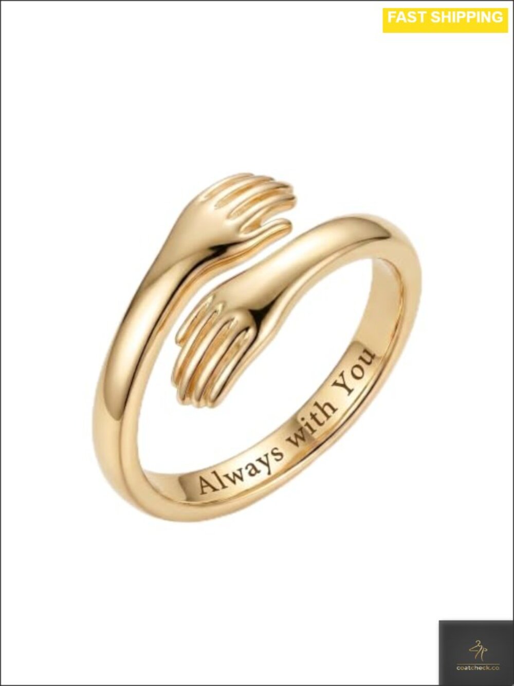 Gold Hug Ring for Women Adjustable Hope Ring 18K Gold Plated